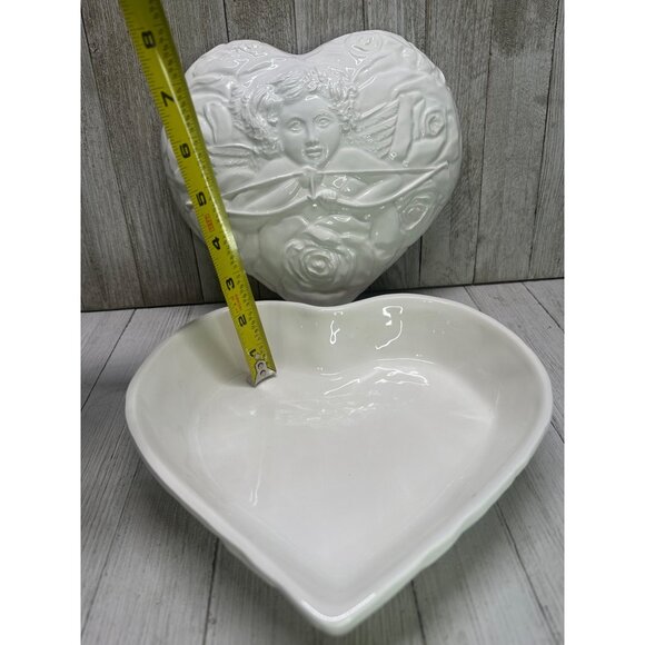 Vintage White Ceramic Large Dish with Lid Angel Cupid Made in Italy 8" Long 7345 - Picture 7 of 11